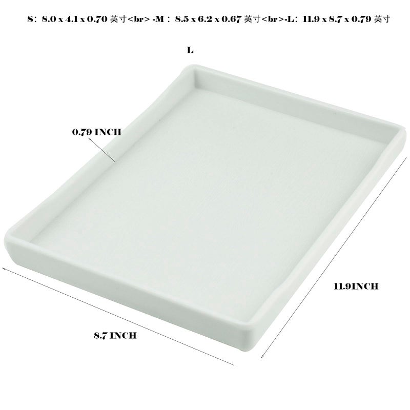 OMEM Reptile Bowl Large Food and Water Dish Enough Space Also Fit for Bath Simulated Wood Grain Surface (M, White) - Image 3